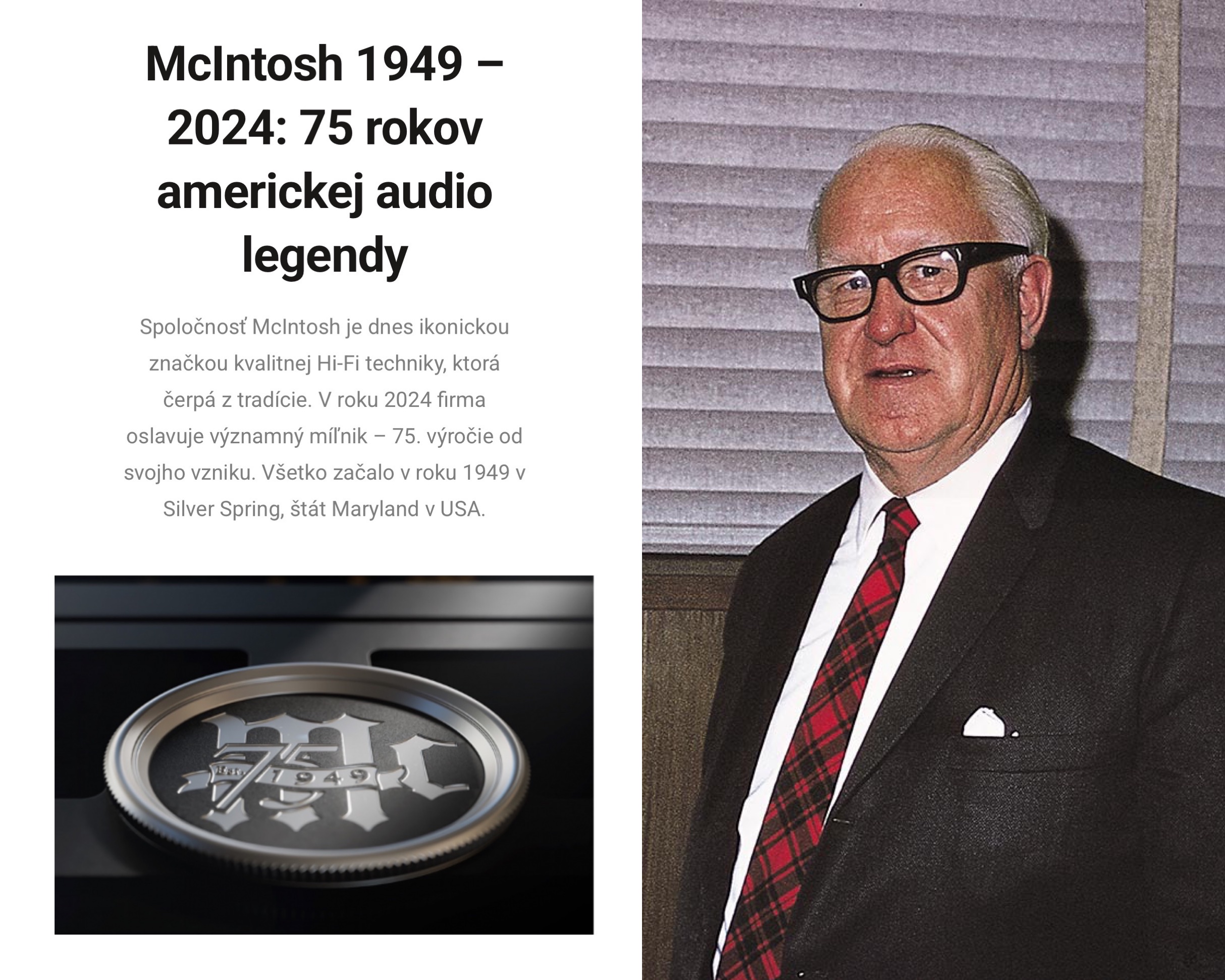 McIntosh 75. výročie